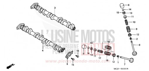 ARBRE A CAMES/SOUPAPE CBR900RR2 de 2002